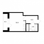 1-комнатная квартира 31 м²