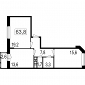 3-комнатная квартира 61,2 м²