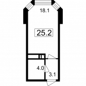 1-комнатная квартира 25.2 м²