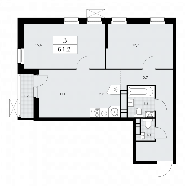 3 комнаты до 61.2