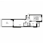 2-комнатная квартира 68 м²