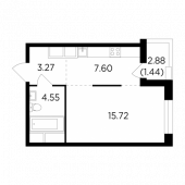 1-комнатная квартира 32,58 м²