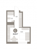 1-комнатная квартира 24,78 м²