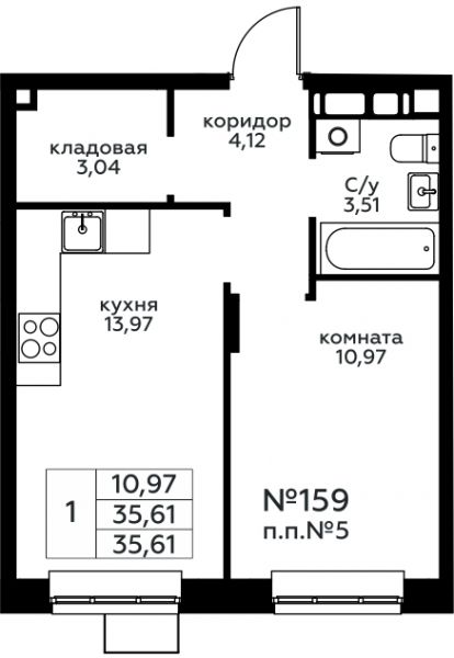 1 комната до 35.61