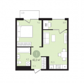 1-комнатная квартира 42,2 м²