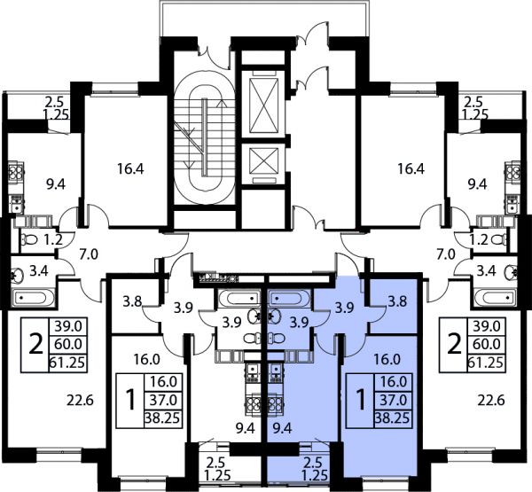 1 комната до 38.25