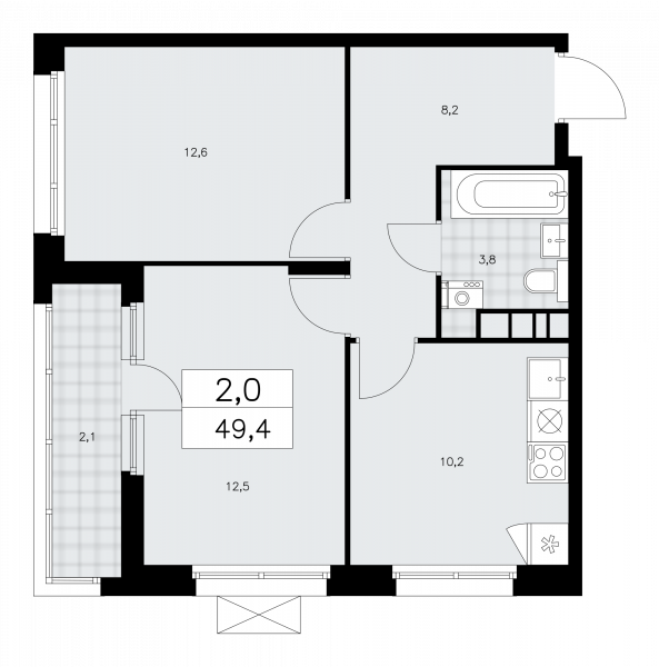 2 комнаты до 49.4