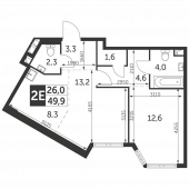 2-комнатная квартира 49,9 м²