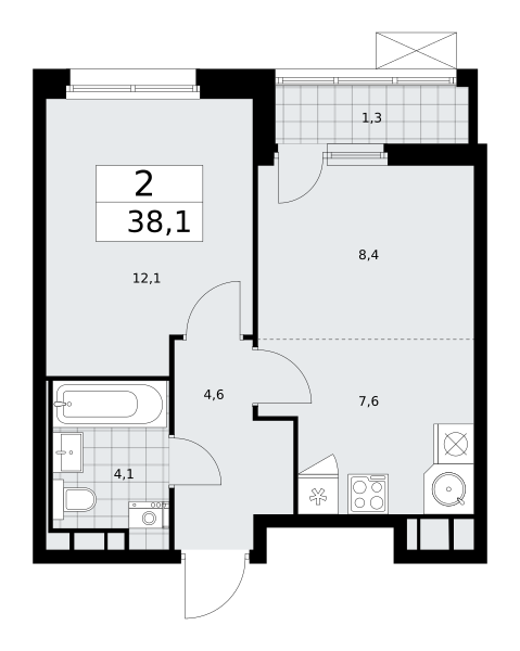 2 комнаты до 38.1