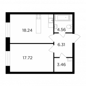 1-комнатная квартира 50,29 м²