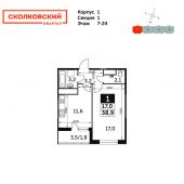1-комнатная квартира 38,9 м²