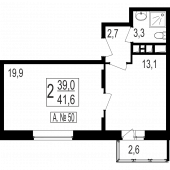 1-комнатная квартира 39 м²