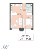 1-комнатная квартира 43,89 м²