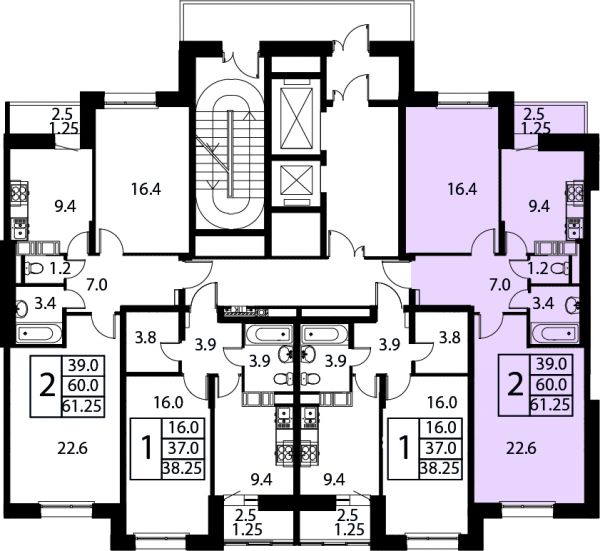 2 комнаты до 61.25
