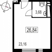 1-комнатная квартира 26,84 м²