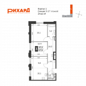 3-комнатная квартира 67,9 м²
