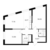 3-комнатная квартира 76,48 м²