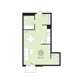1-комнатная квартира 39,7 м²