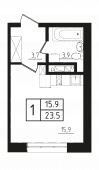 1-комнатная квартира 24,4 м²