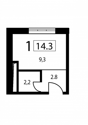 Студия, 14.3 м²