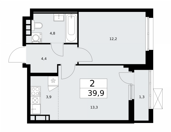 2 комнаты до 39.9