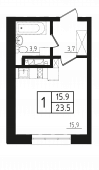 1-комнатная квартира 24,4 м²