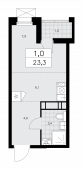 1-комнатная квартира 23,3 м²