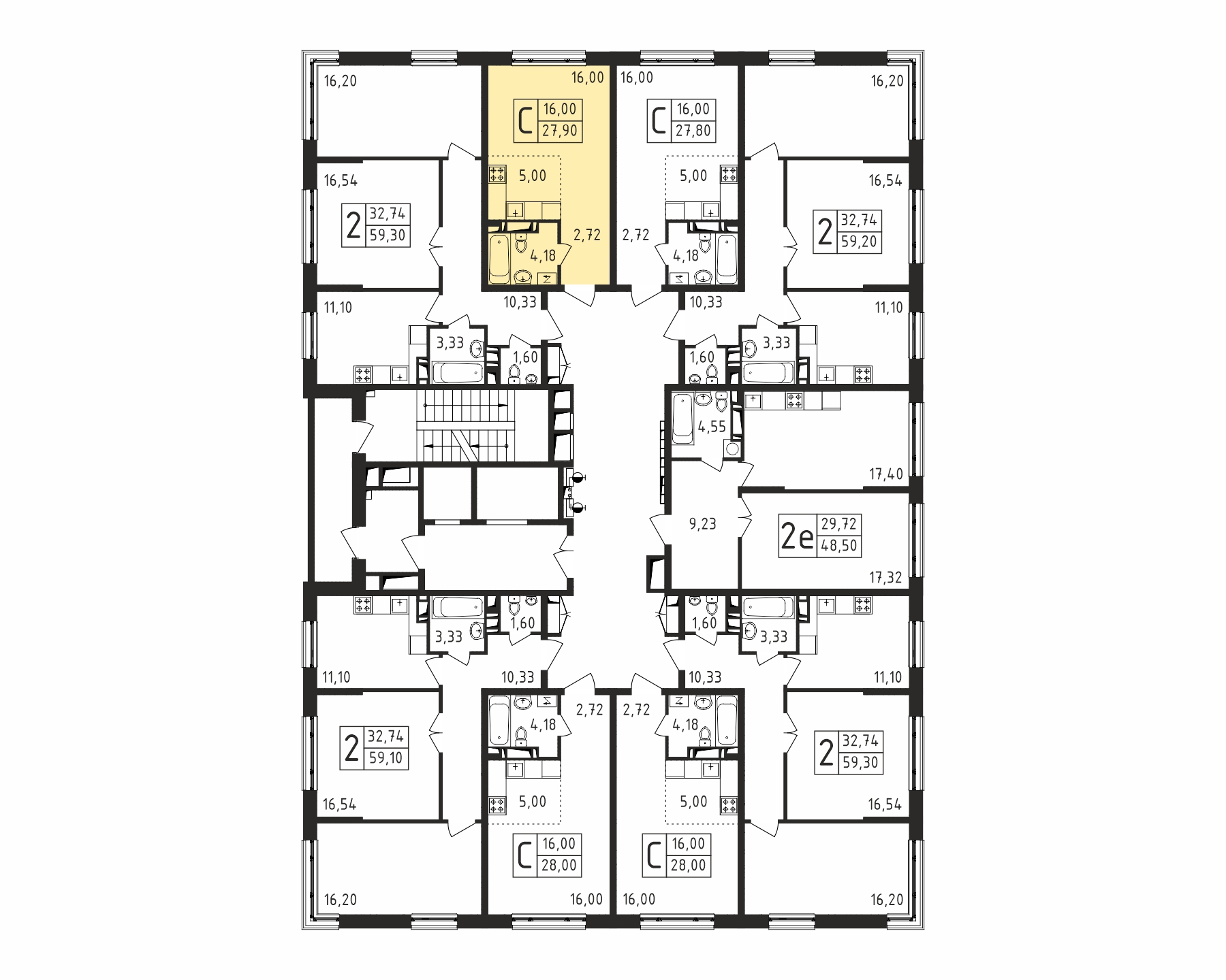 Квартира-студия №137, 27,9 м² за 5,19 млн руб. в ЖК «Серебро» - планировка