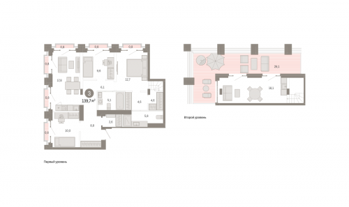 3-комнатная, квартира, 139.7 м²