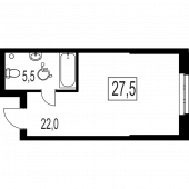1-комнатная квартира 27,5 м²