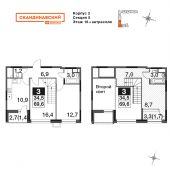3-комнатная квартира 73,4 м²
