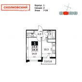 1-комнатная квартира 34,9 м²