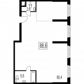 3-комнатная квартира 88,6 м²