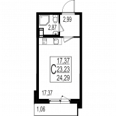 1-комнатная квартира 24,29 м²