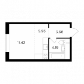 1-комнатная квартира 25,22 м²