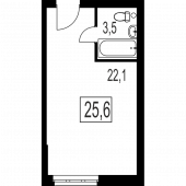 1-комнатная квартира 25,6 м²