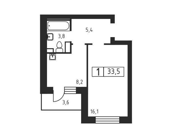 1 комната до 33.5