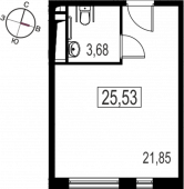 1-комнатная квартира 25,53 м²