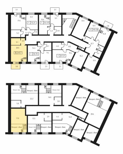 Студия, 45.7 м²
