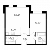 2-комнатная квартира 49,6 м²