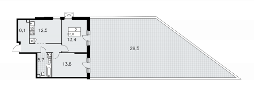 2-комнатная, 85 м²