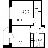 2-комнатная квартира 40,8 м²