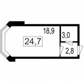 1-комнатная квартира 24,7 м²