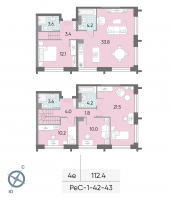 Многокомнатная, 112.4 м²