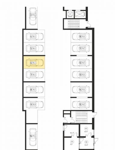 Машиноместа, 16.4 м²