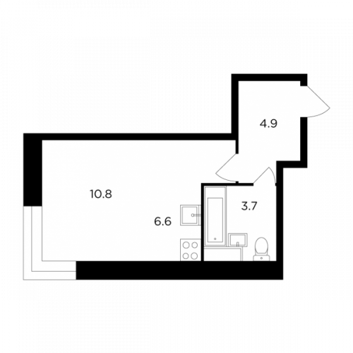 1-комнатная, 26 м²