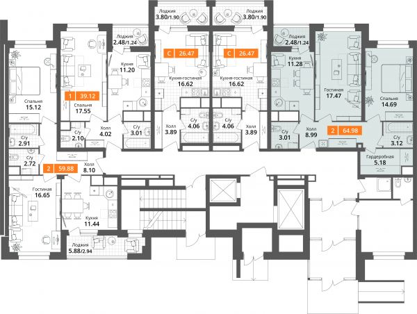 2 комнаты до 64.98