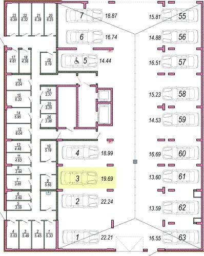 Машиноместа, 19.7 м²