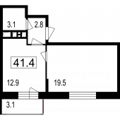 1-комнатная квартира 38,3 м²