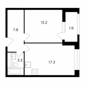 1-комнатная квартира 43,5 м²